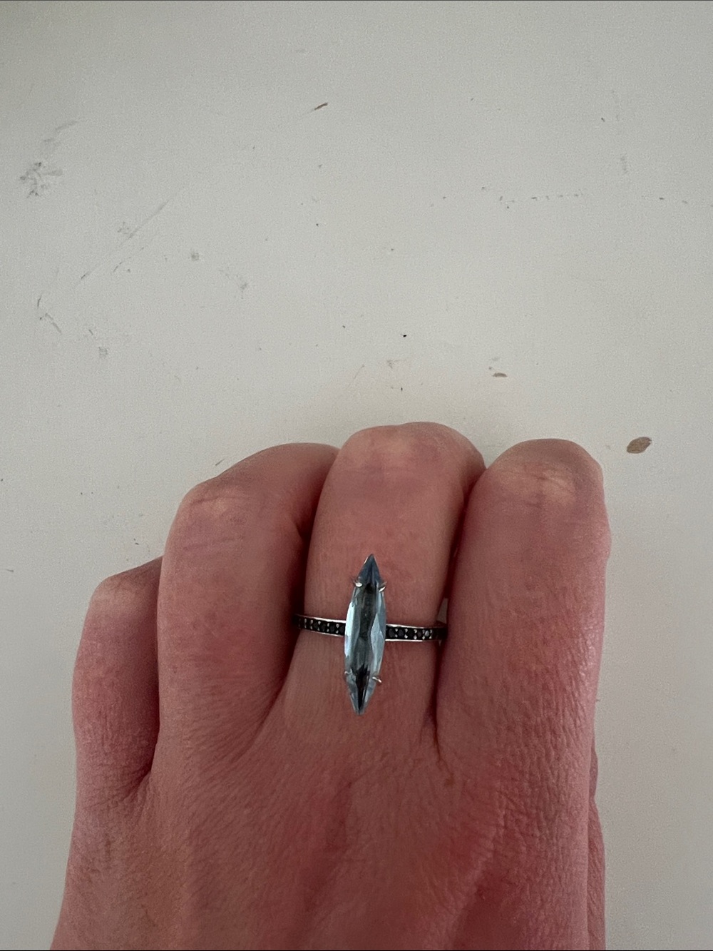 Alexis Bittar 925 Sterling Silver Marquise Blue Topaz Ring - Blue